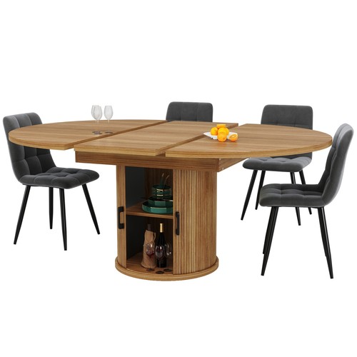 Round extendable dining table - round,